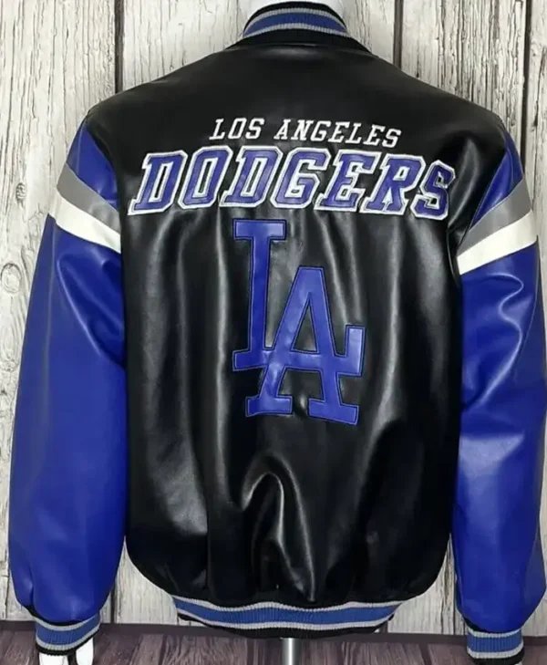 Los Angeles Dodgers blue leather jacket back