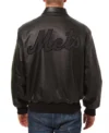 Black Bomber Mets Leather Jacket Back