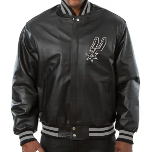 Black Bomber Spurs Leather Jacket