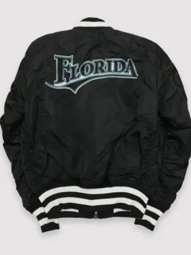 Black Satin Ma 1 Bomber Jacket Back
