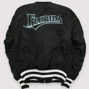 Black Satin Ma 1 Bomber Jacket Back