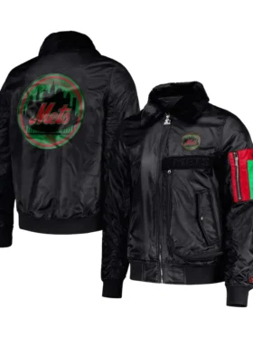 Black Satin Mets Bomber Jacket