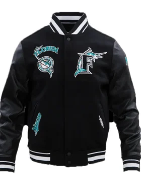 Black Varsity Florida Marlins Jacket