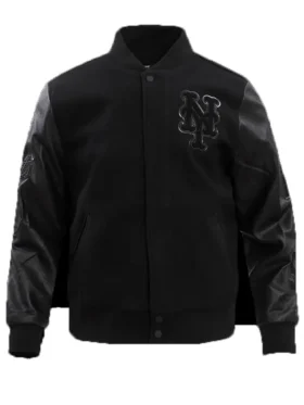 Black Wool Mets Varsity Jacket