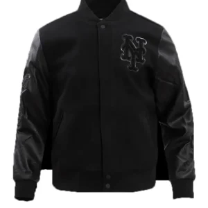 Black Wool Mets Varsity Jacket