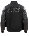 Black Wool Mets Varsity Jacket Back