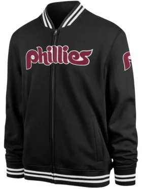 Black Zipper Phillies Bomber Jacket