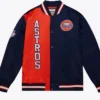 Blue And Orange Full Snap Astros Bomber Jacket