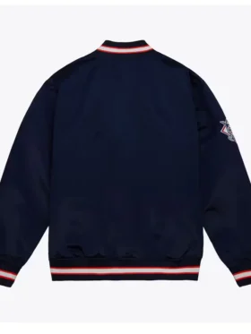 Blue And Orange Full Snap Astros Bomber Jacket Back