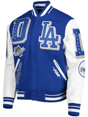Blue And White Letterman Dodgers Varsity Jacket