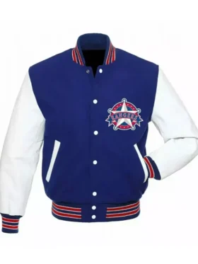 Blue And White Wool Rangers Varsity Jacket