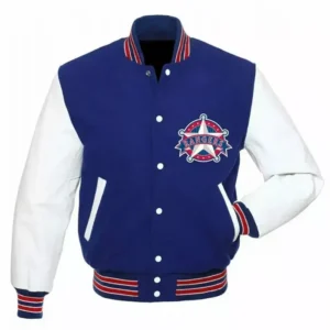 Blue And White Wool Rangers Varsity Jacket
