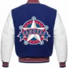 Blue And White Wool Rangers Varsity Jacket Back
