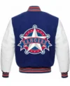 Blue And White Wool Rangers Varsity Jacket Back