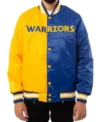 Blue And Yellow Full Snap Warriors Bomber Jacket