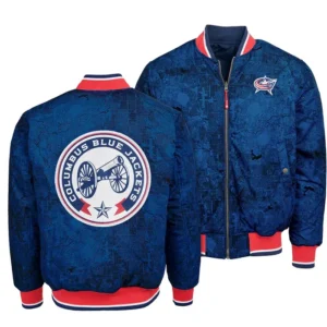 Blue Jackets Navy Blue Zipper Bomber Jacket