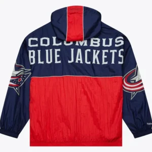 Blue Jackets Vintage Anorak Pull Over Jacket Back