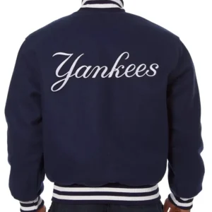Blue Varsity new york yankees wool jacket Back