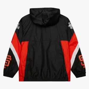 Bomber Hooded Pull Over Sf Giants Jacket Vintage Back
