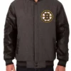 Boston Bruins Grey and Black Varsity Jacket