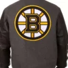 Boston Bruins Grey and Black Varsity Jacket Back