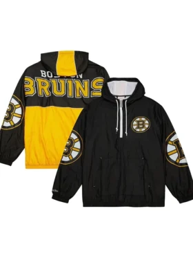 Boston Bruins Home Team Half Zip Hoodie Jacket