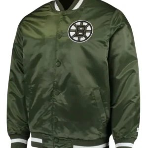 Boston Bruins Starter Green Satin Varsity Jacket