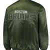 Boston Bruins Starter Green Satin Varsity Jacket Back