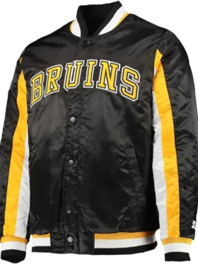 Boston Bruins The Ace Black and Yellow Varsity Satin Jacket