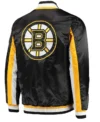 Boston Bruins The Ace Black and Yellow Varsity Satin Jacket Back