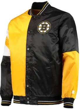 Boston Bruins The Leader Black and Gold Satin Jacket