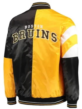 Boston Bruins The Leader Black and Gold Satin Jacket Back