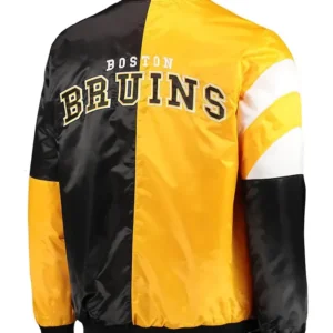 Boston Bruins The Leader Black and Gold Satin Jacket Back