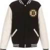 Boston Bruins White and Black Wool Varsity Jacket