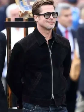 Brad Pitt F1 2025 Black Suede Leather Jacket