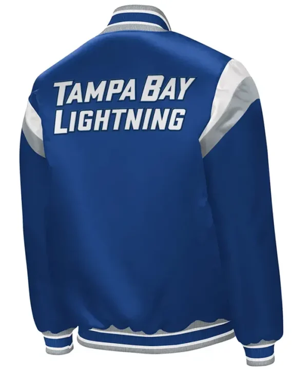 Braden Tampa Bay Lightning Shut Out Royal Satin Varsity Jacket Back