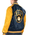 Brewers Navy Blue And Yellow Bomber Jacket Back