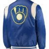 Brewers Navy Blue Bomber Satin Jacket Back