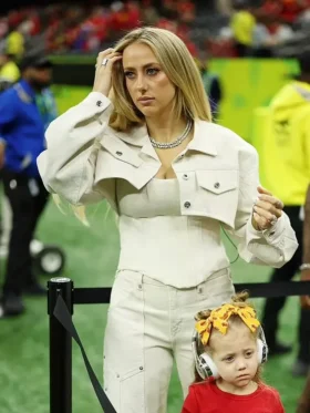 Brittany Mahomes Super Bowl Lix Halftime Show 2025 White Crop Jacket