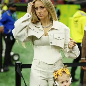 Brittany Mahomes Super Bowl Lix Halftime Show 2025 White Crop Jacket