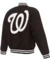 Brown Wool Nationals Varsity Jacket Back