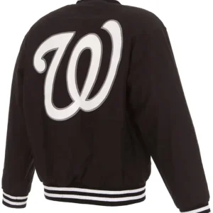 Brown Wool Nationals Varsity Jacket Back