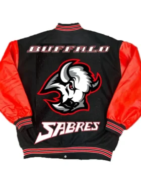 Buffalo Sabres Black And Red Varsity Jacket Back