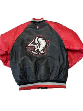 Buffalo Sabres Leather Bomber Full Snap Jacket Back
