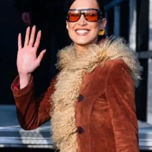 Buy Bella Hadid NYC Brown Shearling Coat