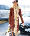 Buy Bella Hadid NYC Brown Shearling Coat sale