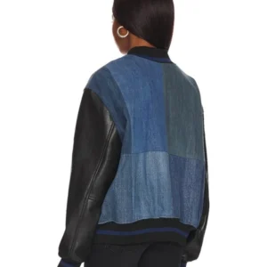 Buy Christina Hall The Flip Off Denim Varsity Jacket