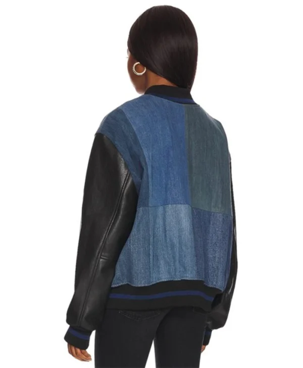 Buy Christina Hall The Flip Off Denim Varsity Jacket