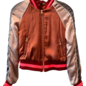 Buy Claire Cahler School Spirits Satin Bomber Jacket
