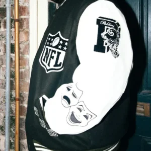 Buy Politics X Nfl Origins New Orleans Super Bowl Lix Black White Letterman Varsity Jacket